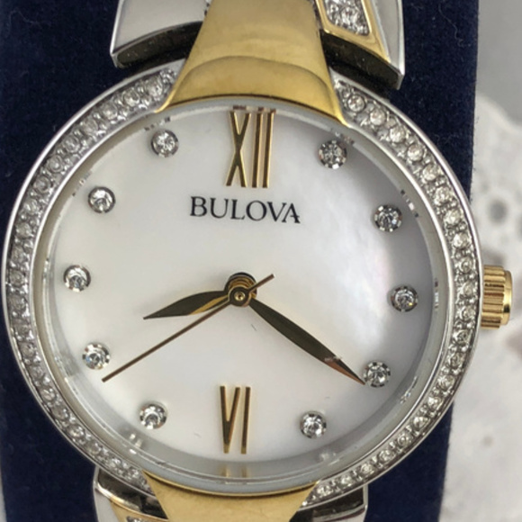 Bulova 2 Tone Crystal Accents MOP Dial Watch
